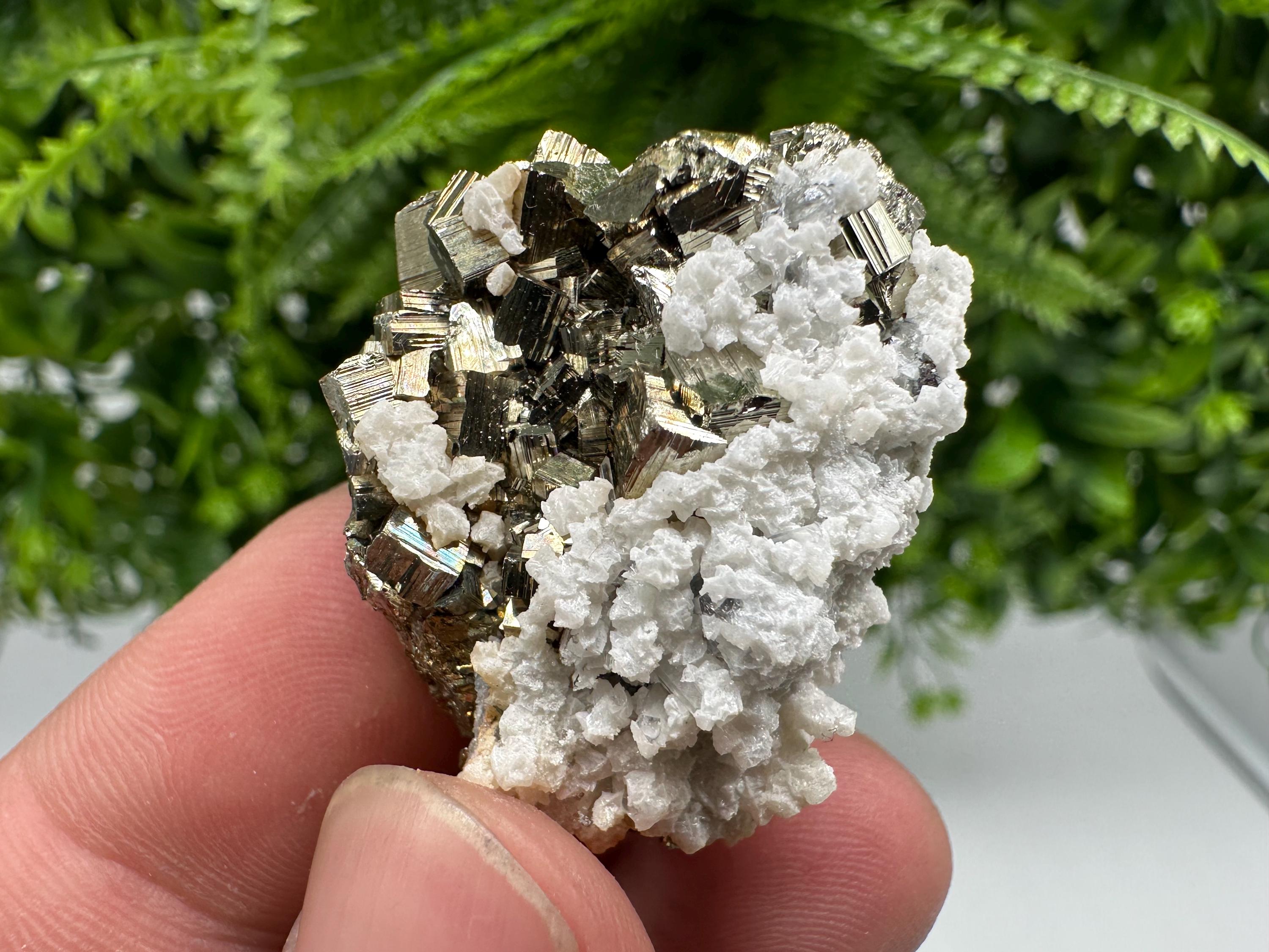 Rainbow Pyrite with Calcite, Natural Minerals Souvenir, Bulgaria