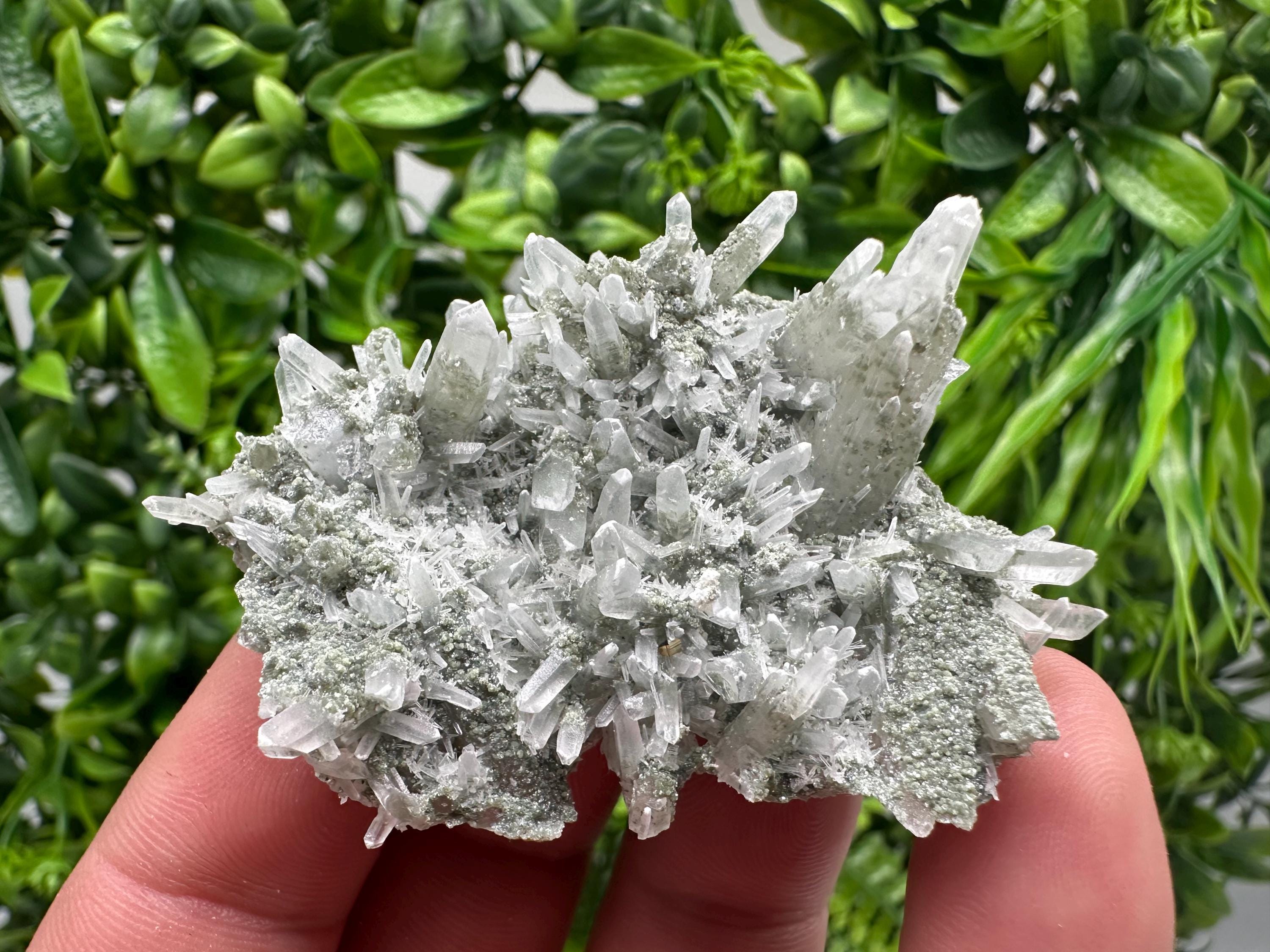 Lovely specimen Green Quartz inclusions Chlorite and Sphalerite/ Natural minerals/ Souvenir crystal gift minerals famous 9th September/Madan