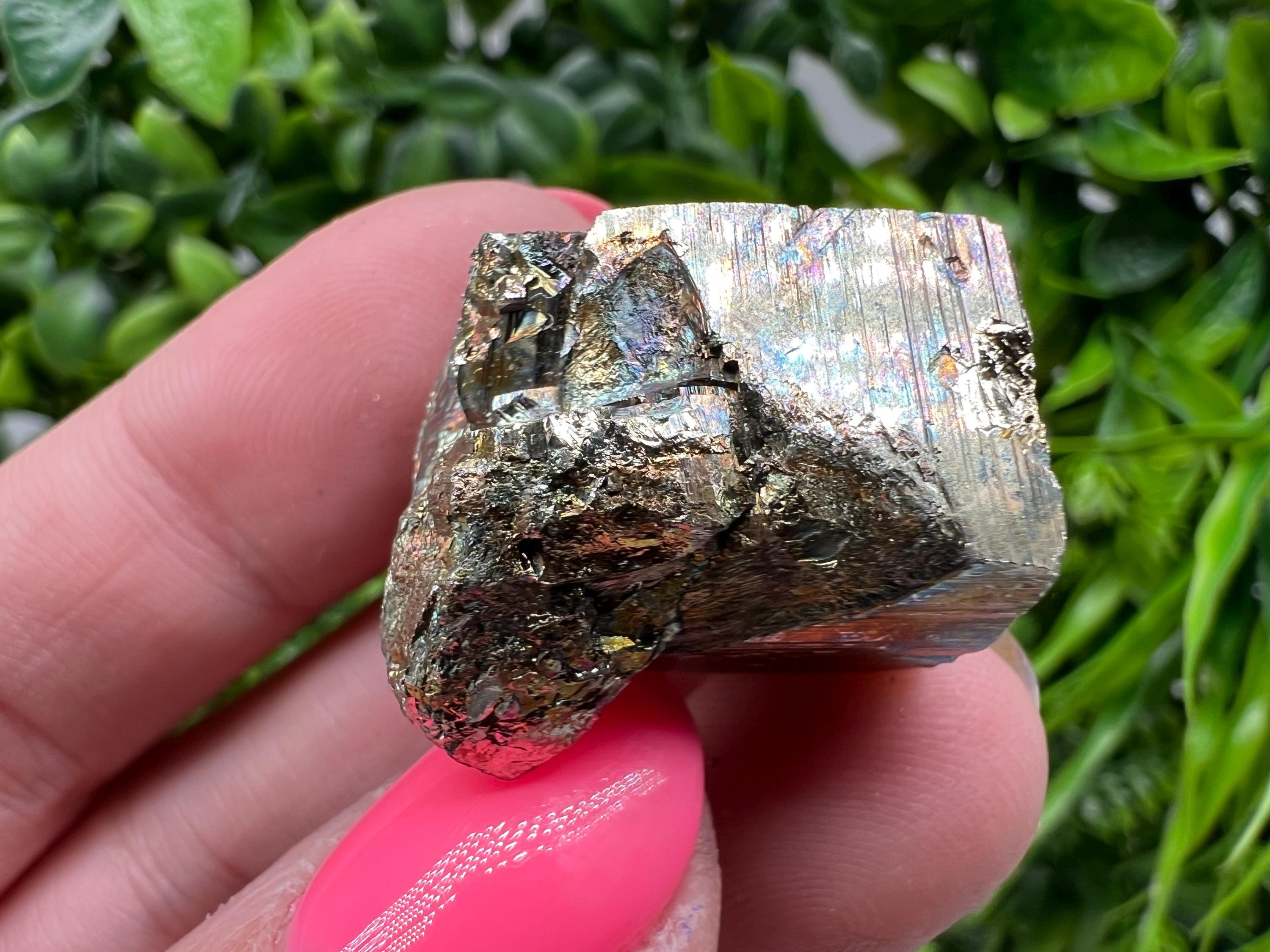 Rainbow Pyrite with Calcite, Natural Crystal Mineral Souvenir