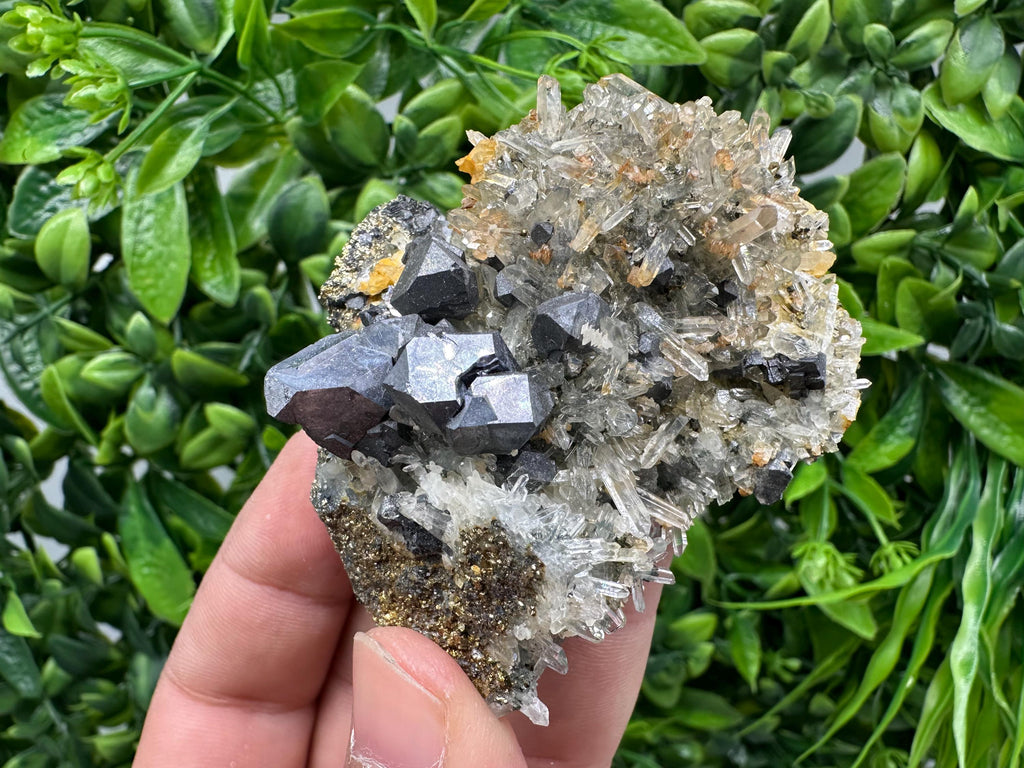Stunning Shiny Galena,Sphalerite on needle Quartz,from Borieva mine,Bulgaria natural mine Souvenir crystal,collectors speciment,gift,stone