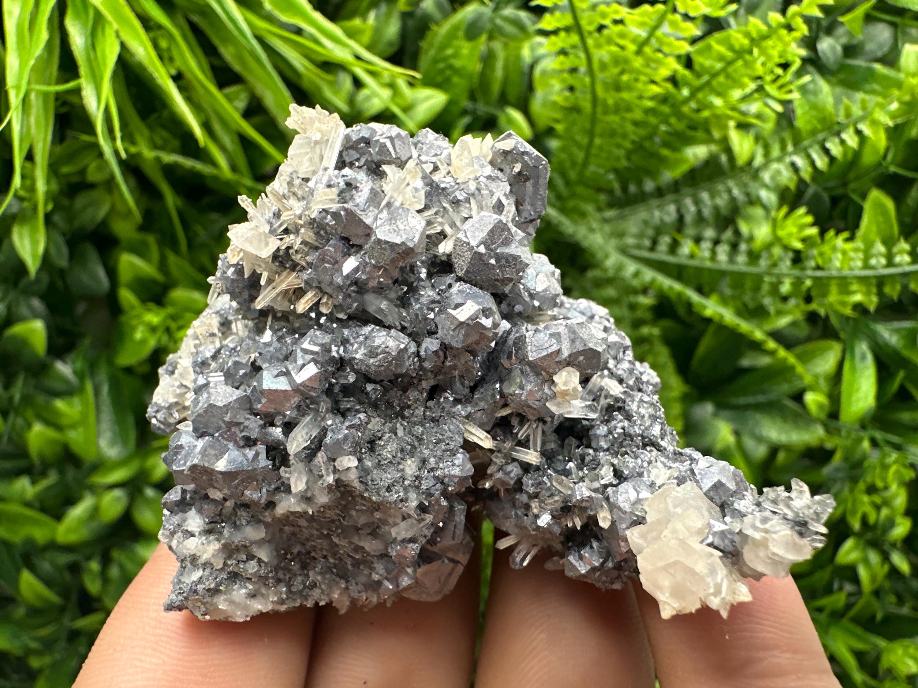 Galena Spinel with Quartz, Calcite, Borieva Mine Mineral Specimen