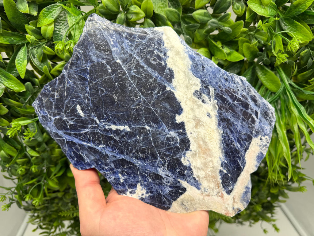 Polished Sodalite Slice – Natural Blue Crystal Slab, Home Decor Accent