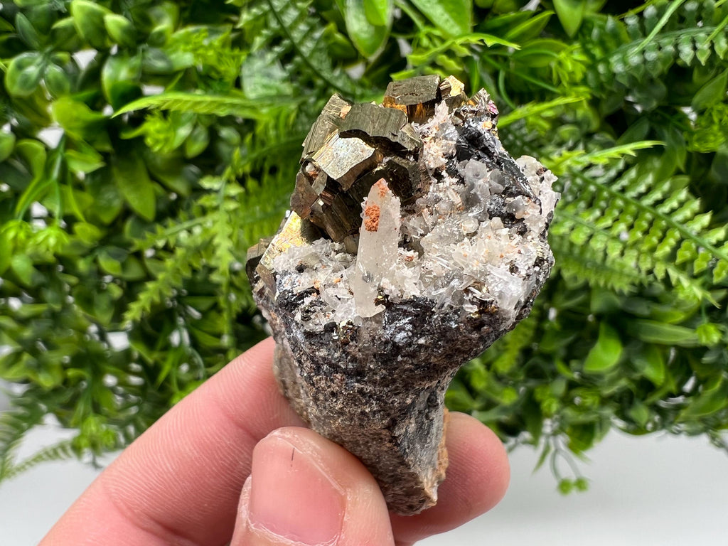 Wonderful Pyrite whit Hematite on Sphalerite,Quartz,from 9 th September mine,Bulgaria,natural,collectible specimen,collection minerals,gift