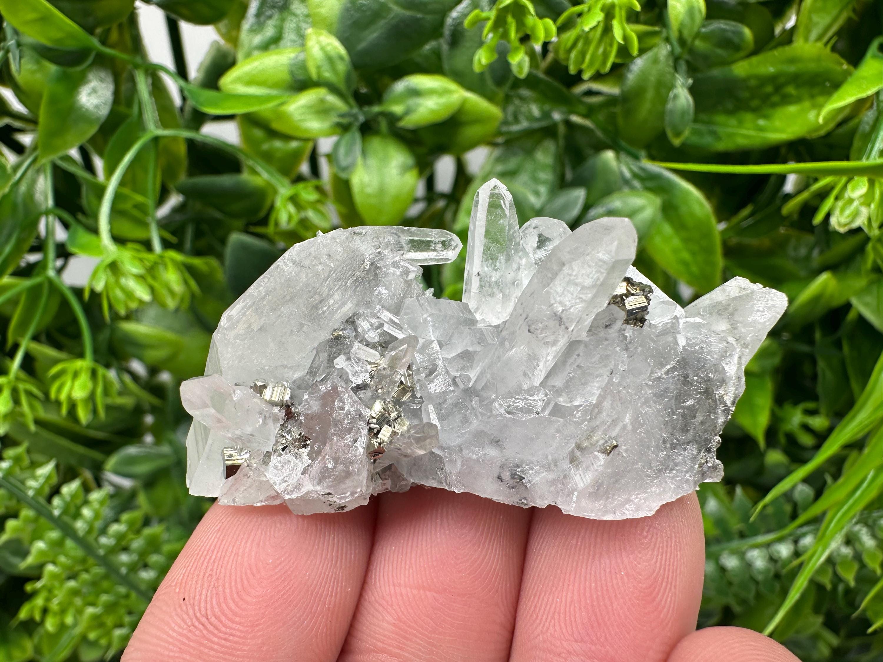 Pyrite on Green Quartz Mineral Specimen, Borieva Mine Bulgaria