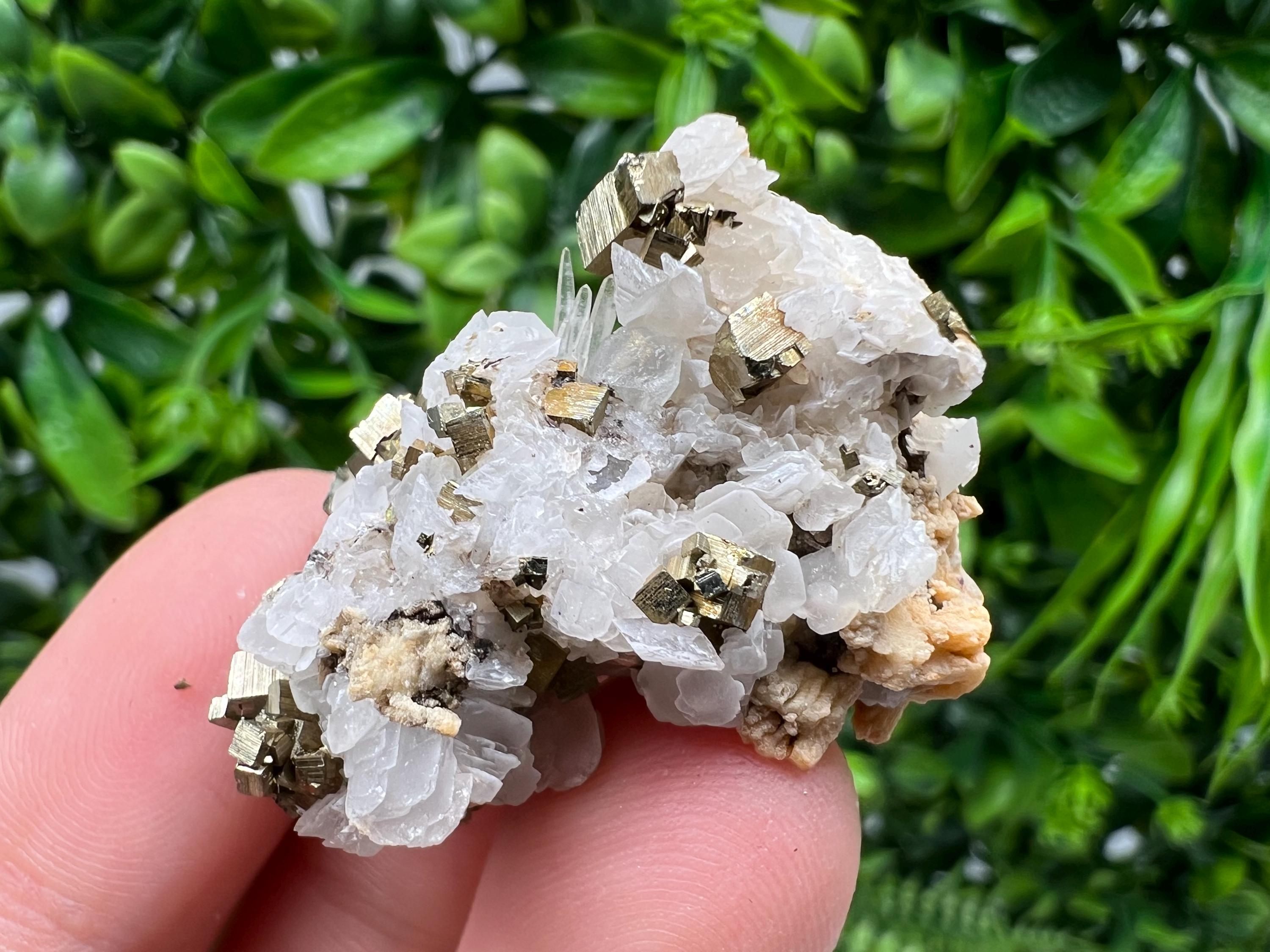 Rainbow Pyrite with Calcite, Natural Mineral Specimen, Borieva Bulgaria