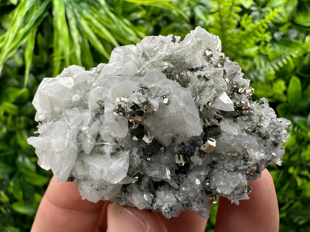 Pyrite Calcite on Quartz: Natural Mineral Specimen, Bulgaria
