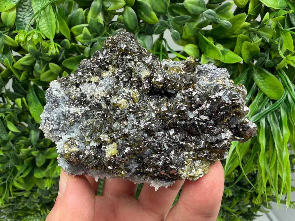 Sphalerite Cleiopfane on Quartz Mineral Specimen, Krushev Dol Mine, Bulgaria Home Decor Stone