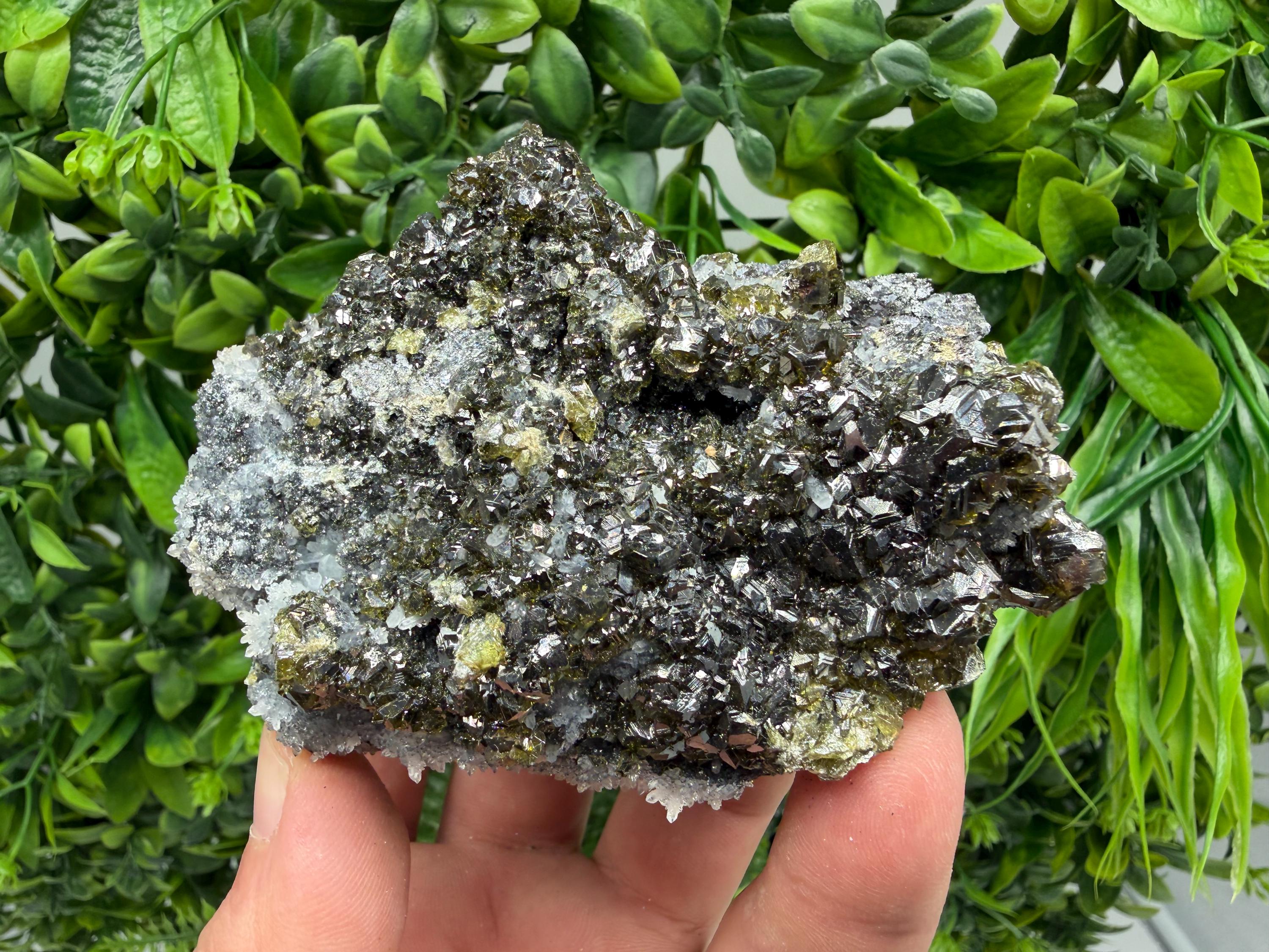 Sphalerite Cleiopfane on Quartz Mineral Specimen, Krushev Dol Mine, Bulgaria Home Decor Stone