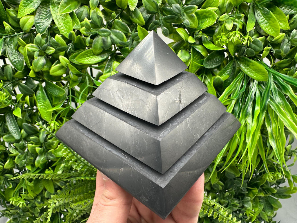 Polished Shungite Pyramid, Sacred Geometry, EMF Protection