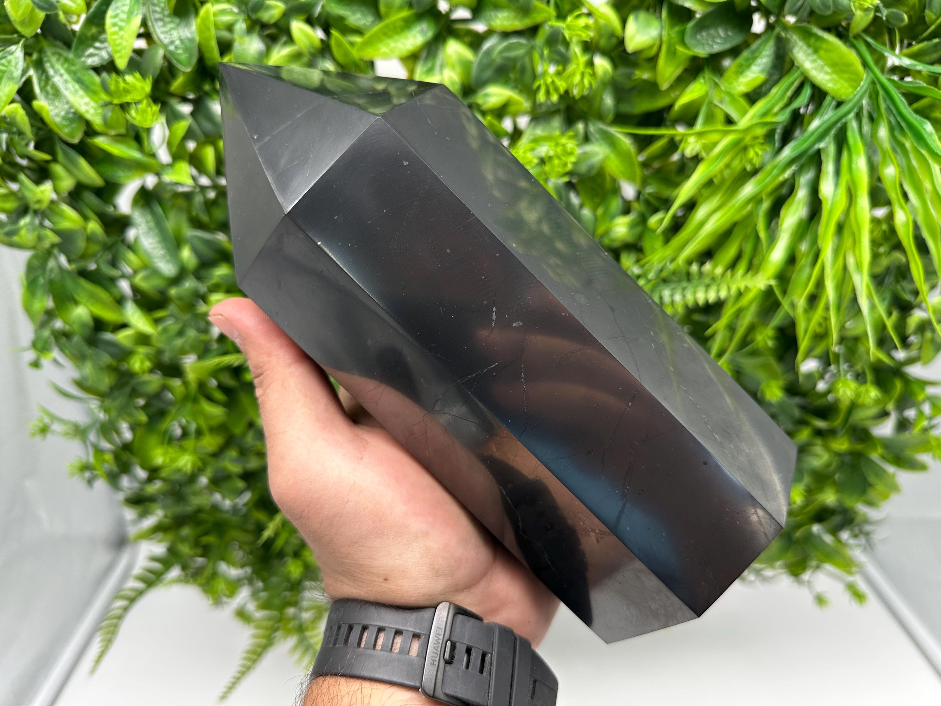 Large Shungite Tower, EMF Neutralizer Stone, Crystal Decor, 20cm