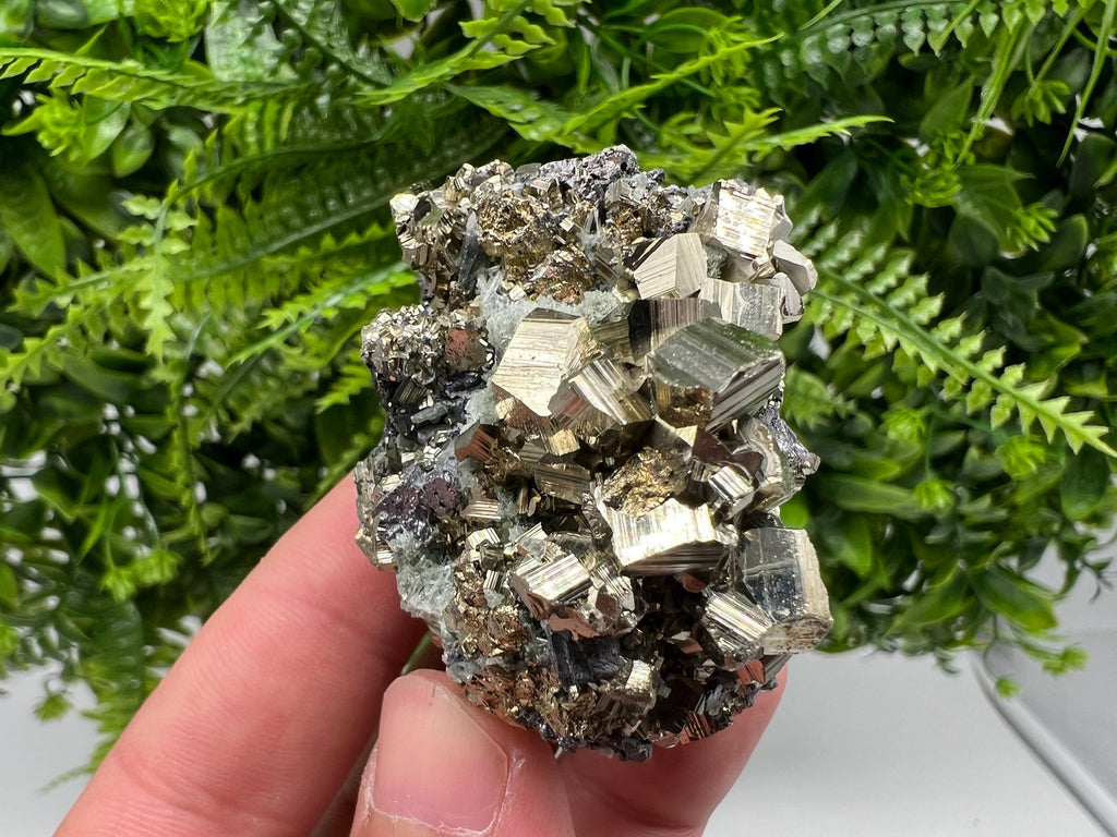 Pyrite on Quartz with Sphalerite: Borieva Mine Crystal Decor