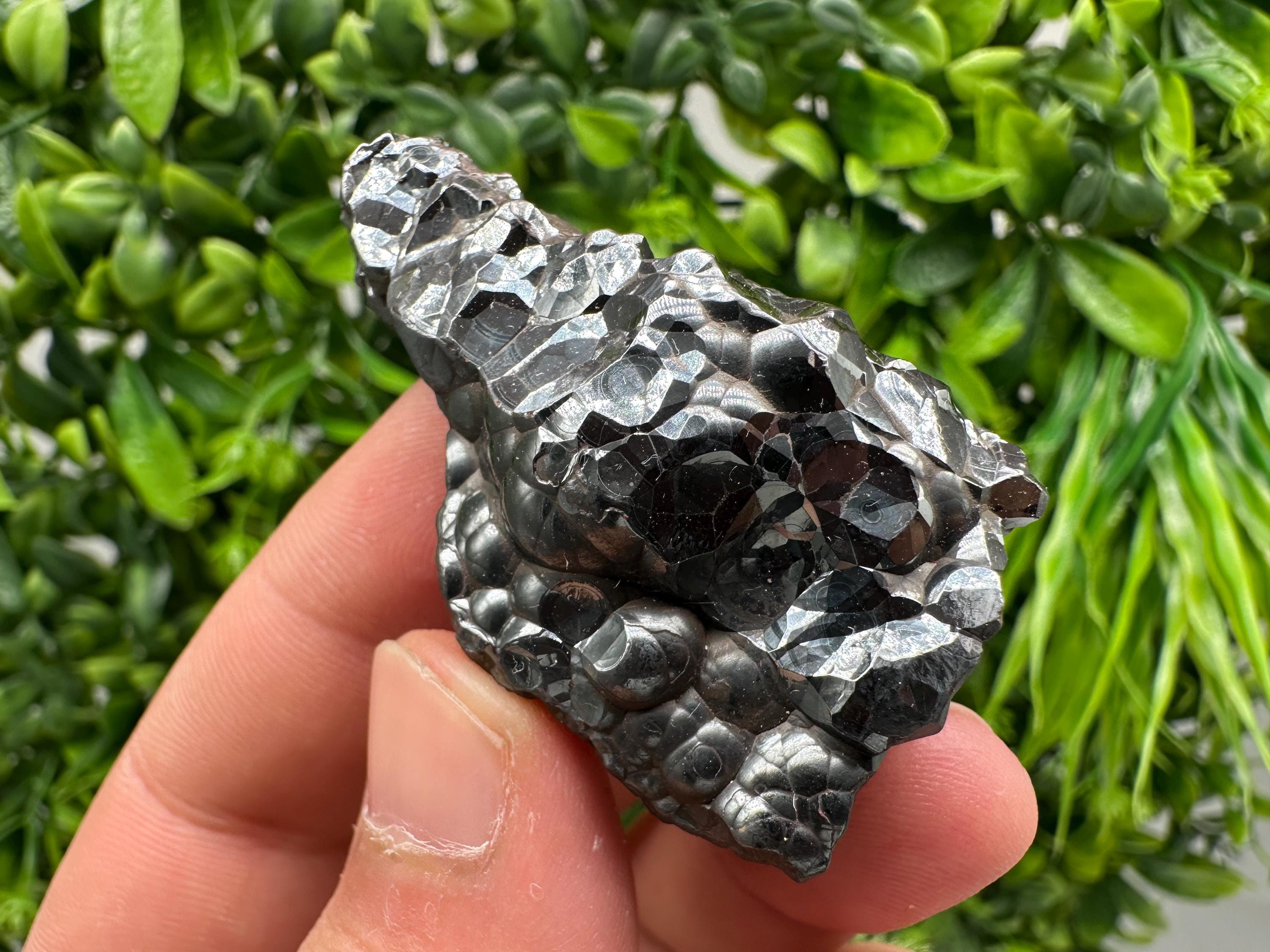 Botryoidal Black Hematite Specimen: Moroccan Crystal for Reiki Chakra