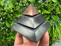 Polished Shungite Pyramid, Sacred Geometry, EMF Protection whit copper peak 7 cm