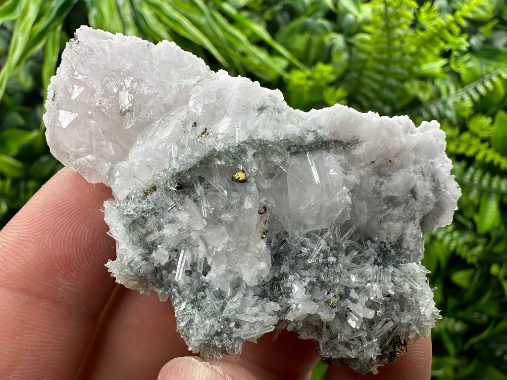 Calcite with Chalcopyrite on Quartz Needles, Borieva Bulgaria