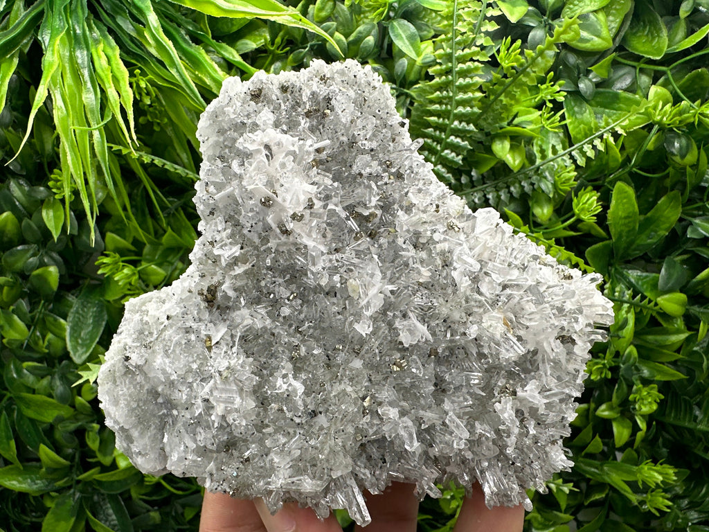 Calcite Pyrite on Quartz Crystal, Borieva Bulgaria Mineral Specimen