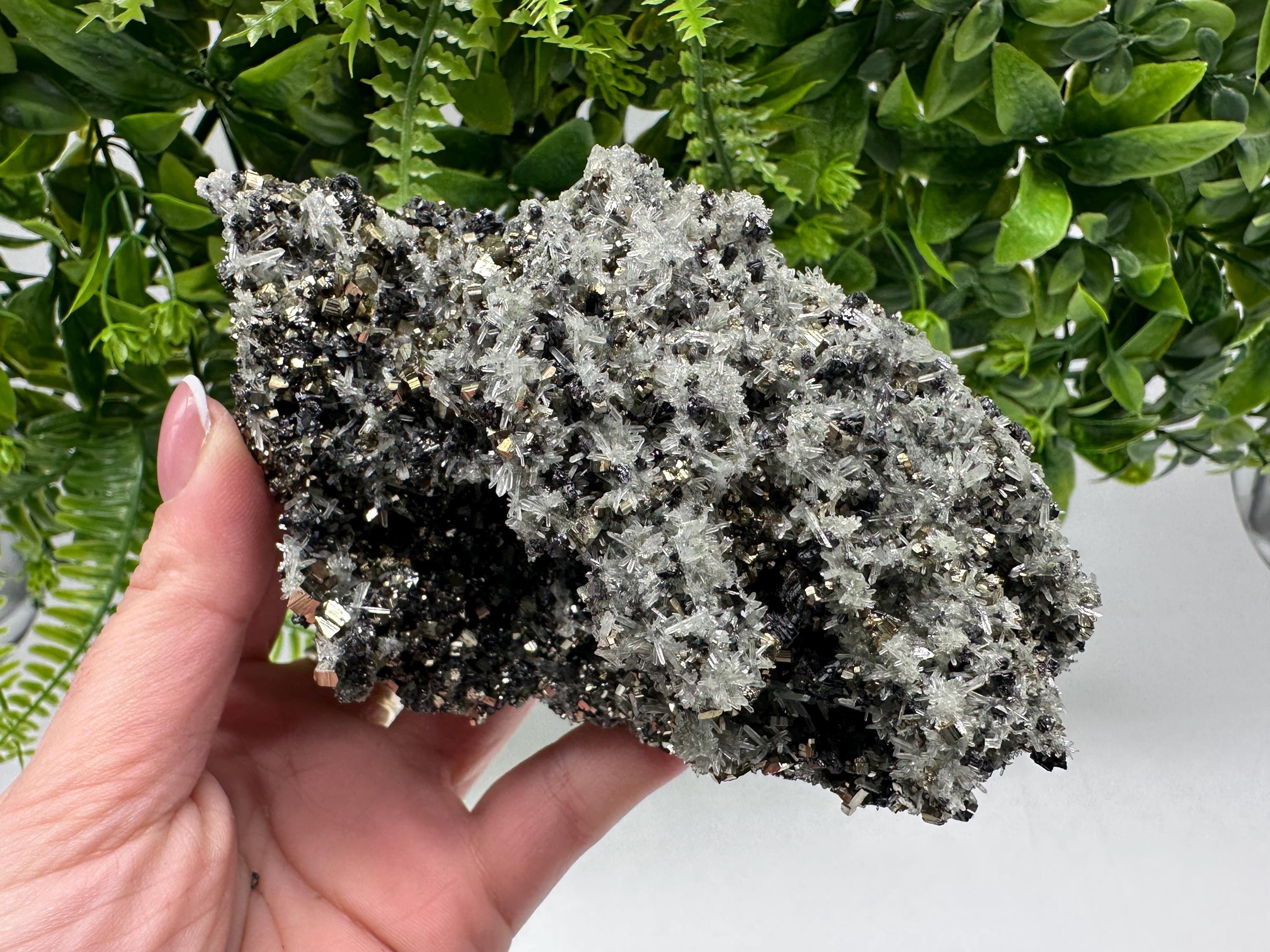Stunning Pyrite on Quartz,Calcite from Borieva mine,Madan,Bulgaria,natural,collectible mineral specimen,home decor stone,collection crystal