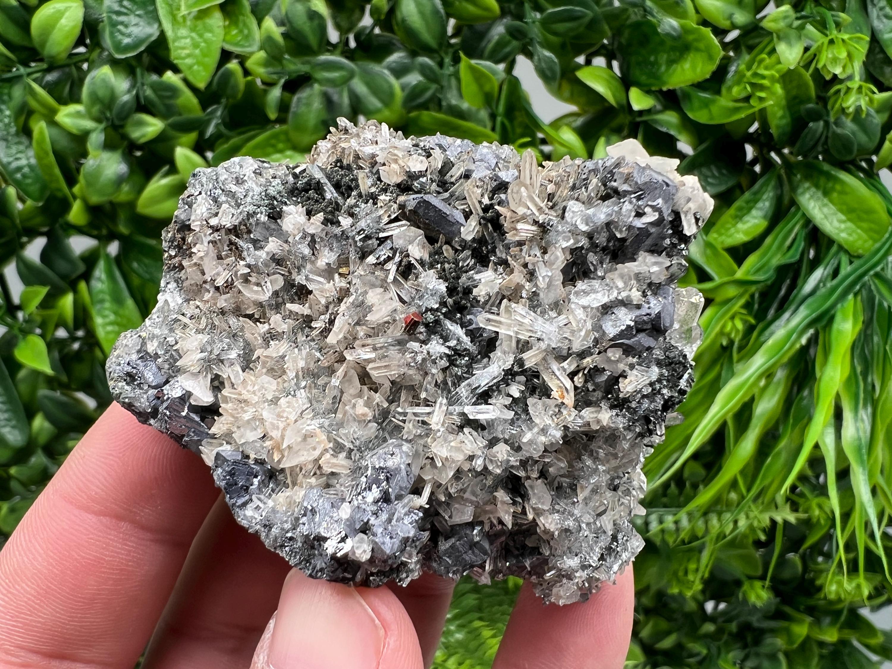 Galena Chalcopyrite on Calcite and Quartz, Bulgaria Mineral Specimen