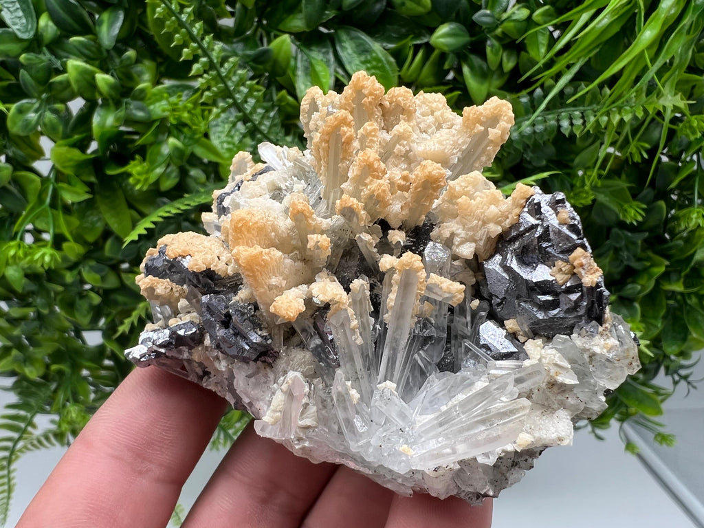 Collected Skeletal GALENA,Sphalerite,Quartz,Calcite from Krushev dol mine,Madan,Bulgaria,natural,collectible mineral specimen home decor