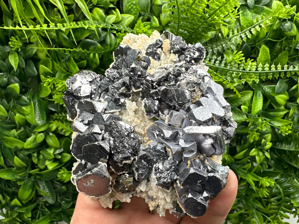 Skeletal Galena, Sphalerite, Quartz, and Calcite Mineral Specimen