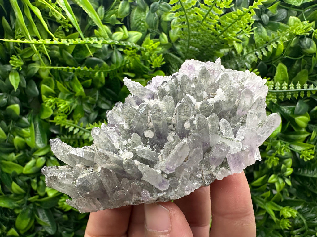 Amethyst Quartz Crystal Cluster with Calcite, Chlorite Inclusions
