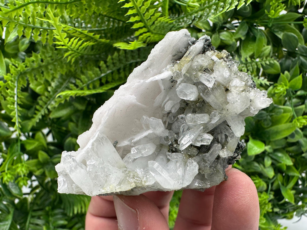 Quartz on Chlorite Matrix with Calcite, Bulgarian Mineral Specimen