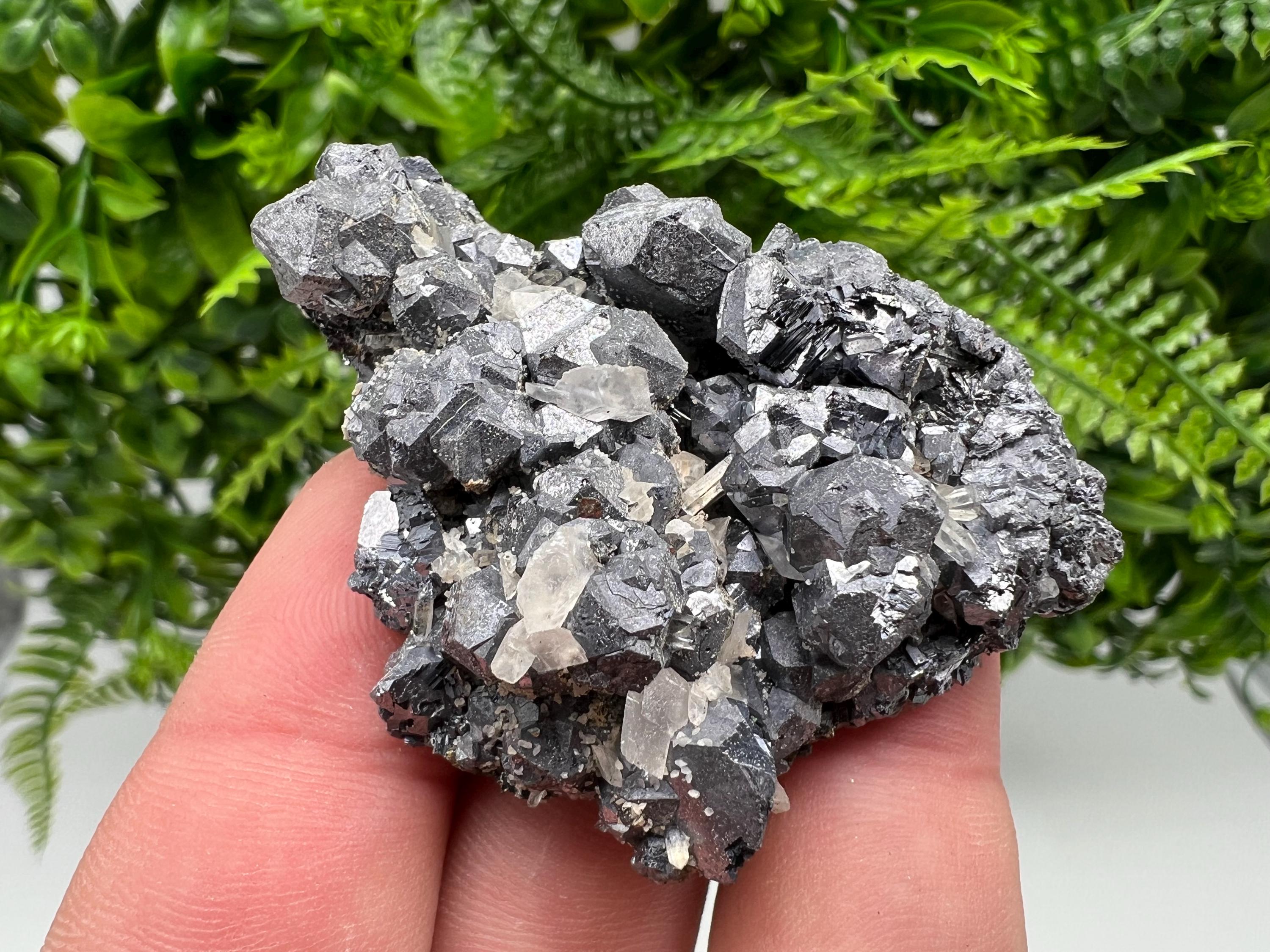 Galena Chalcopyrite Cluster on Calcite Quartz, Bulgaria Mineral Specimen