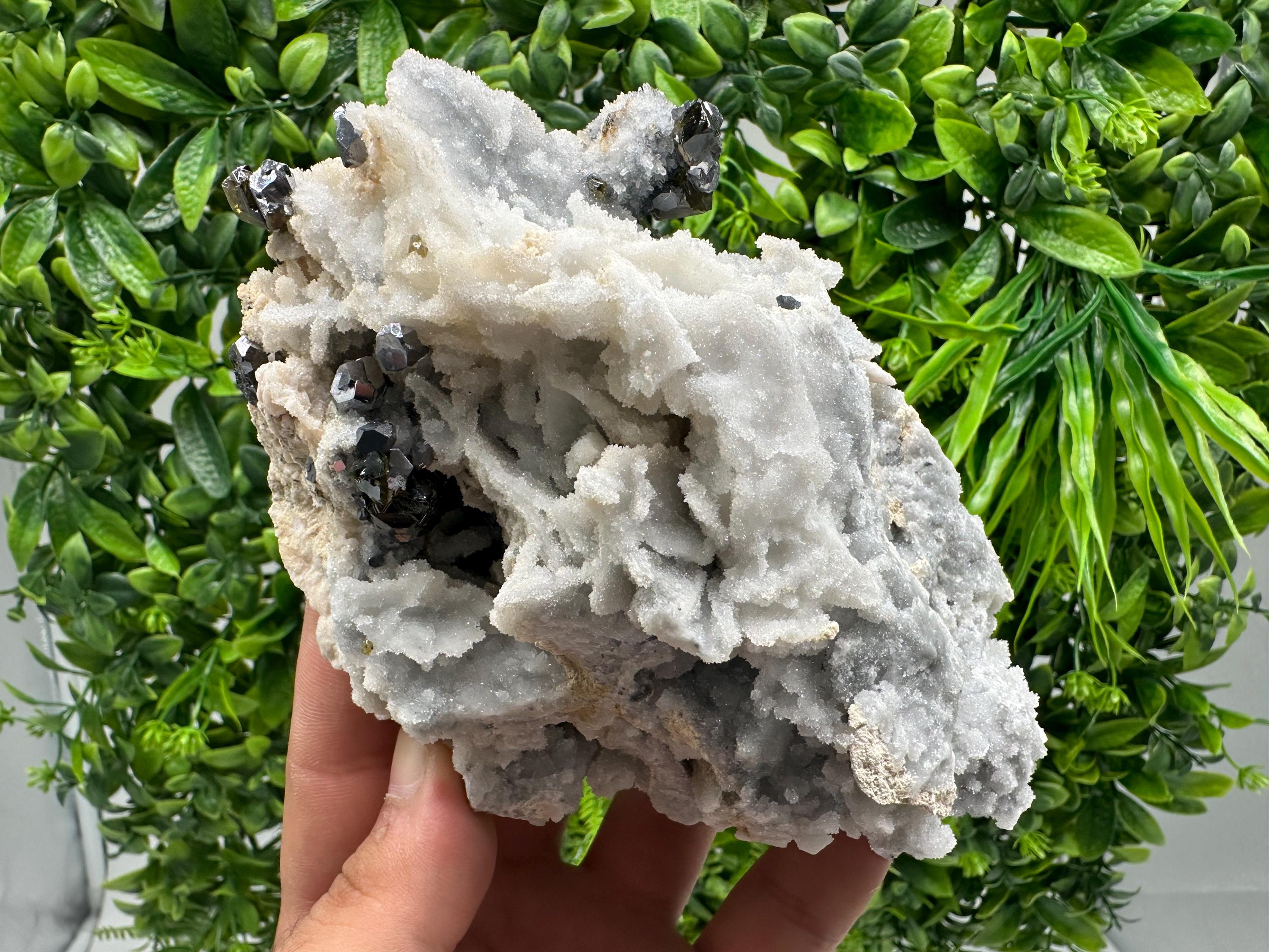 Collection Mirror Galena,GEMY Cleiopfane on Chalcedony,From Krushev dol mine,Madan,Bulgaria,Natural,collection mineral specimen,rare crystal