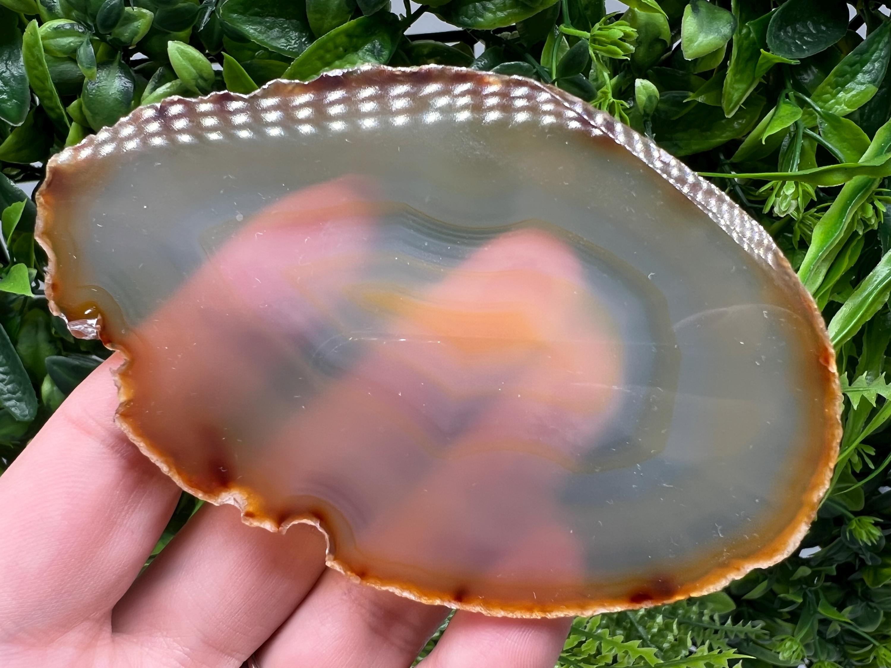Large Polished Agate Slice: Spiritual Healing Crystal Coaster, 13/7.5 cm