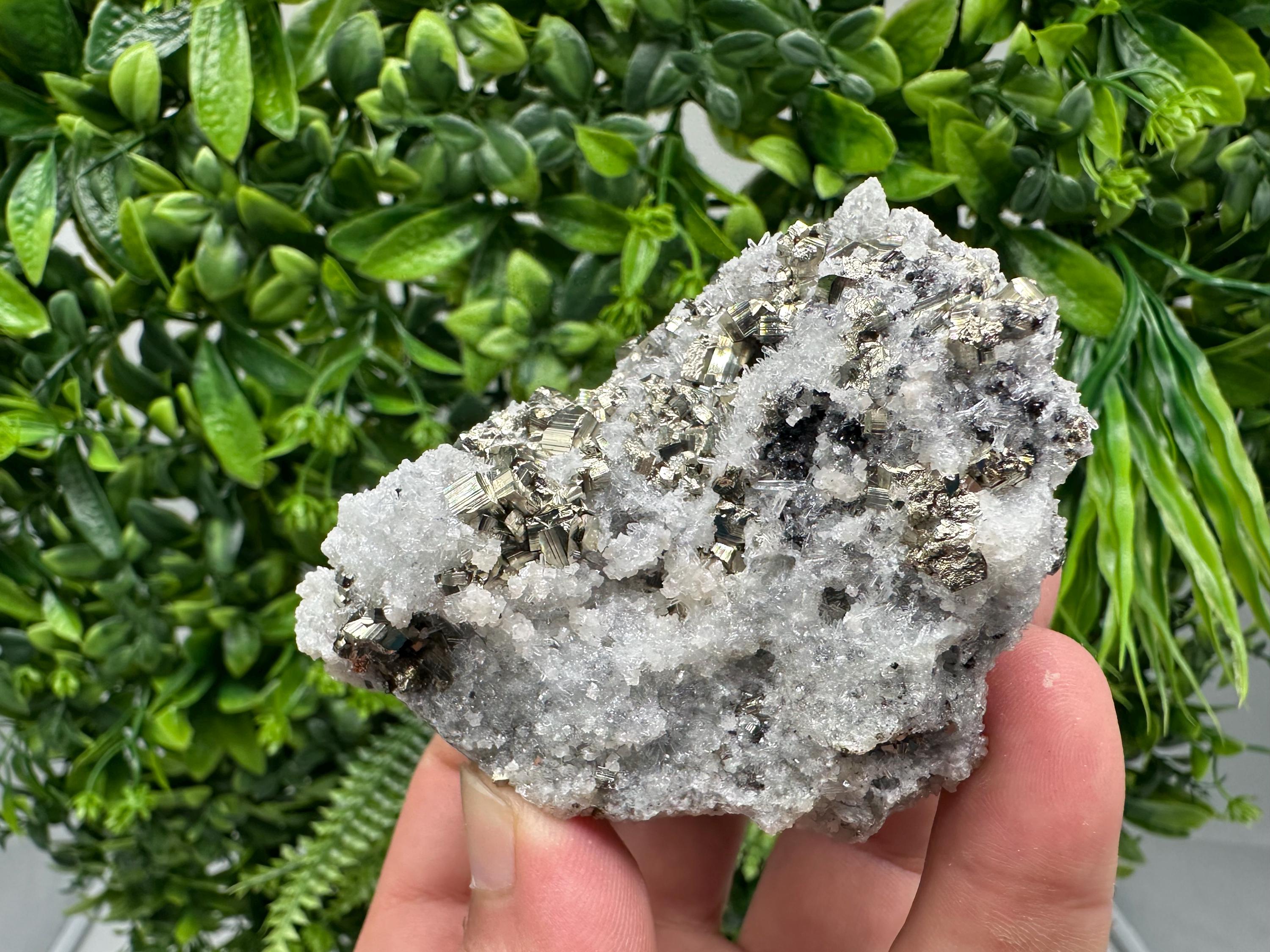 Stunning Pyrite on Quartz,Calcite from Borieva mine,Madan,Bulgaria,natural,collectible mineral specimen,home decor stone,collection crystal