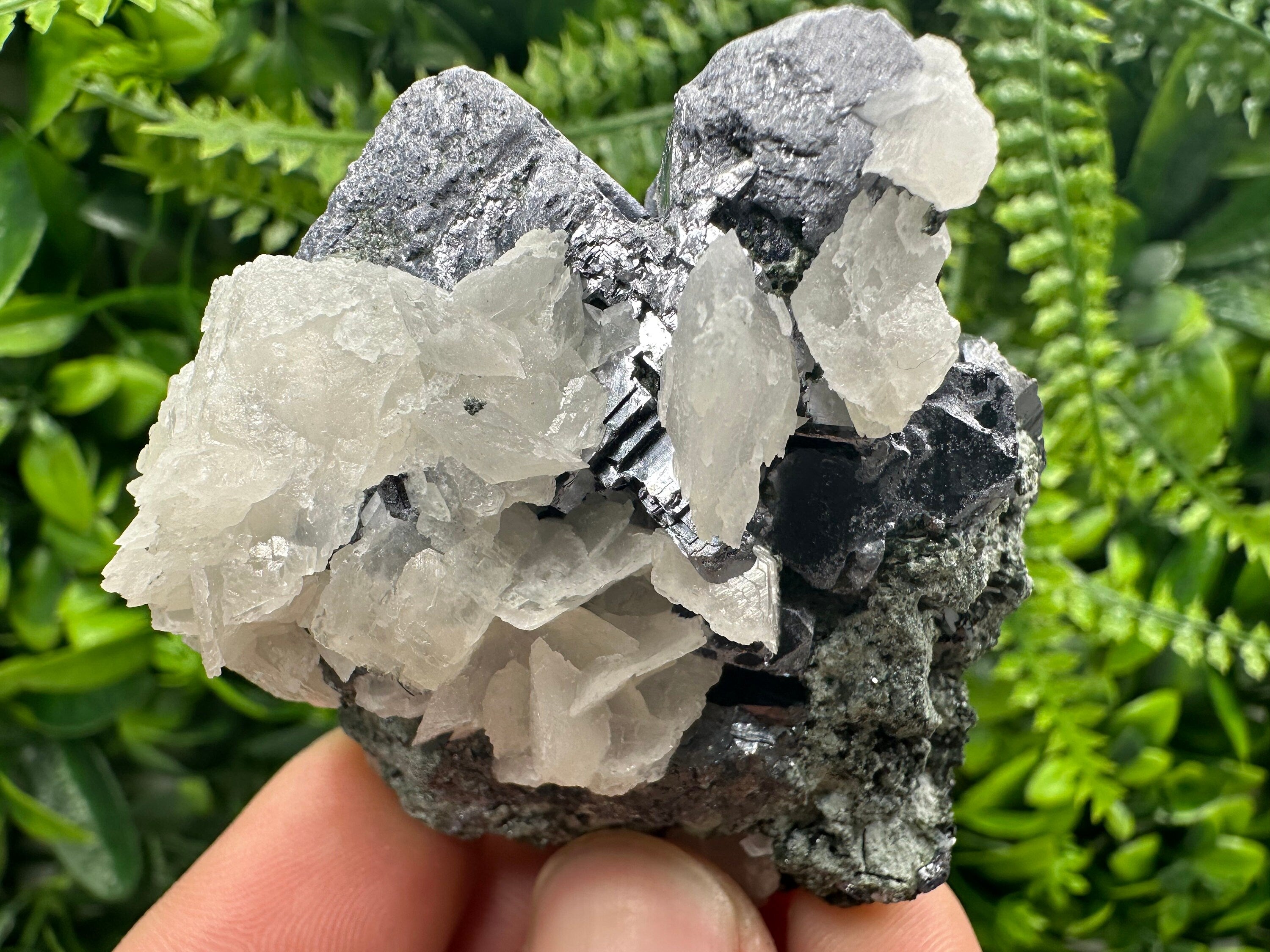 Galena on Sphalerite & Calcite: Natural Mineral Souvenir from Borieva Mine, Bulgaria