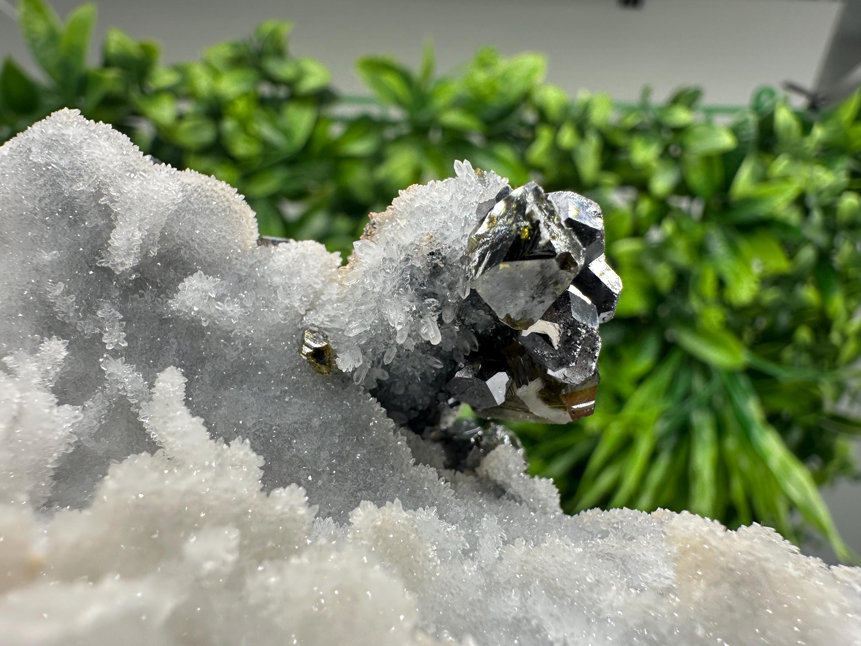 Collection Mirror Galena,GEMY Cleiopfane on Chalcedony,From Krushev dol mine,Madan,Bulgaria,Natural,collection mineral specimen,rare crystal