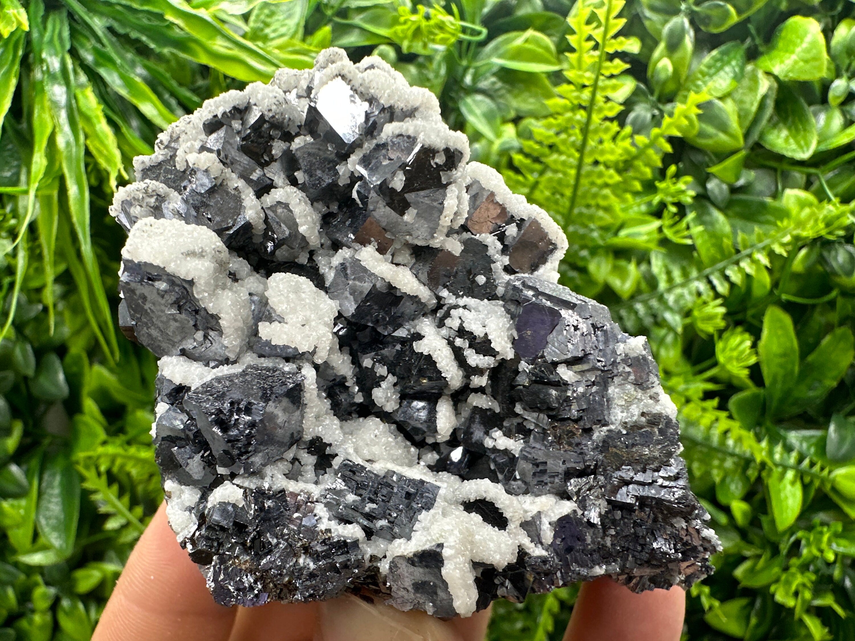Rare Calcite on Galena, Borieva Mine Mineral Specimen
