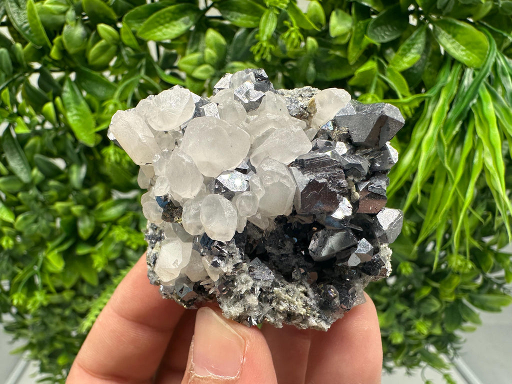 Wonderful Shiny Galena,Chalcopyrite on Calcite From Borieva mine,Bulgaria,Natural,collection mineral specimen,gift,home decor crystal,clust