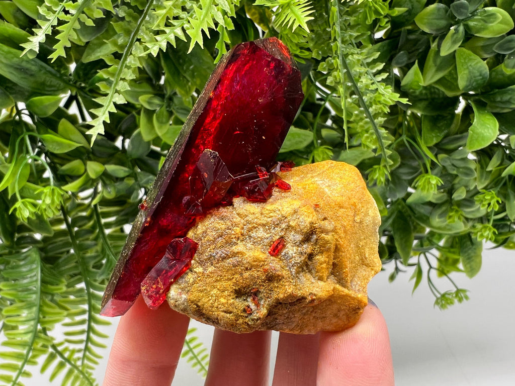 XXL Lab-Grown Red Pruskite Crystal on Matrix