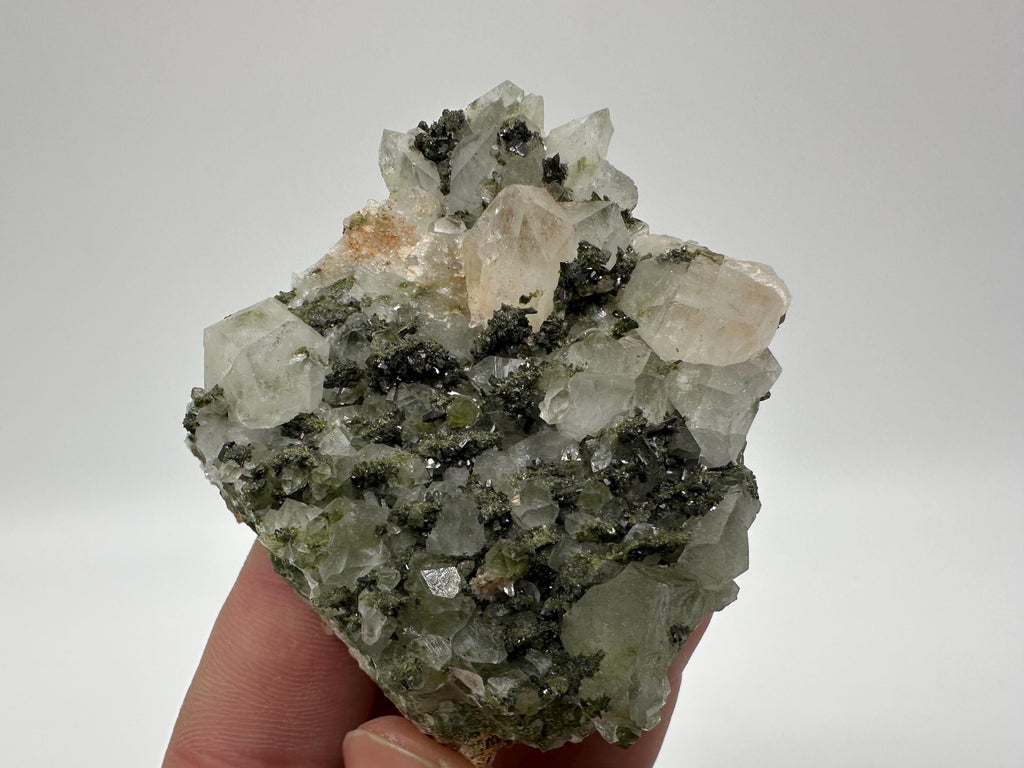 Rare Green Epidote with Quartz Crystals: Eastern Anatolian Mineral Decor