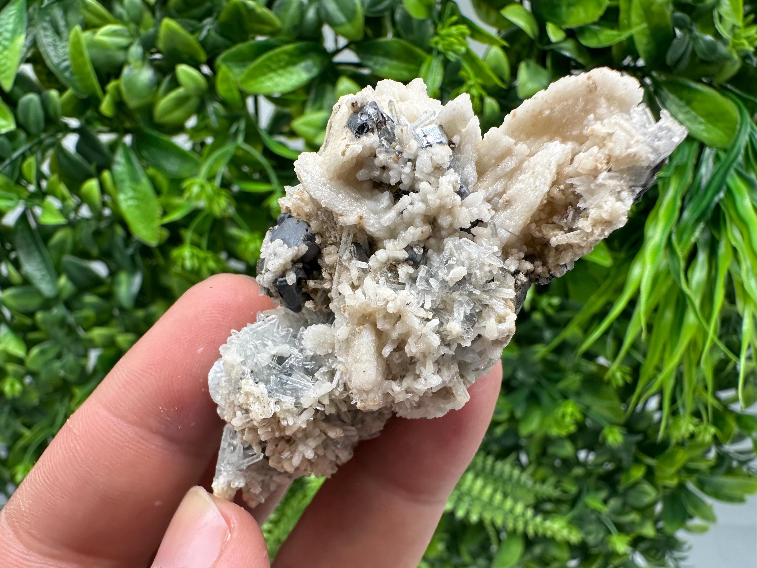 Calcite Galena Quartz Mineral Specimen, Madan Bulgaria Crystal Decor