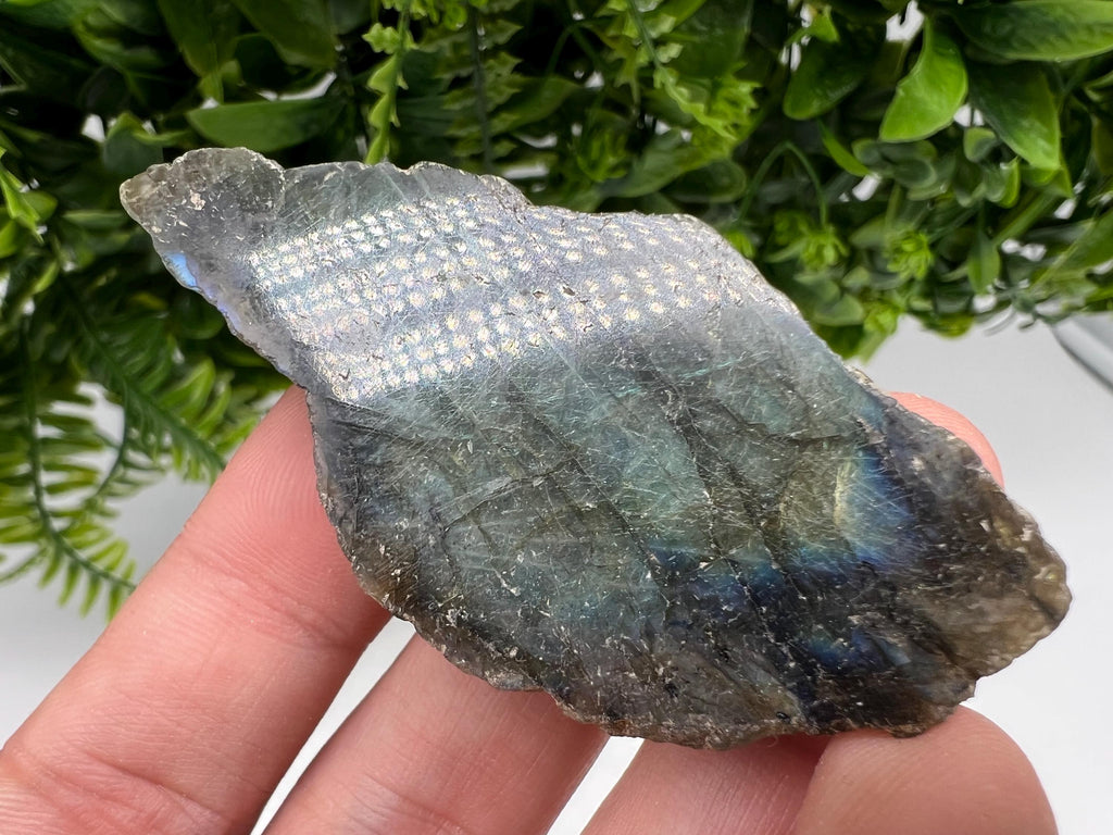 Polished Labradorite Slab: Multifire Crystal Decor - 7x3.5x1.5cm