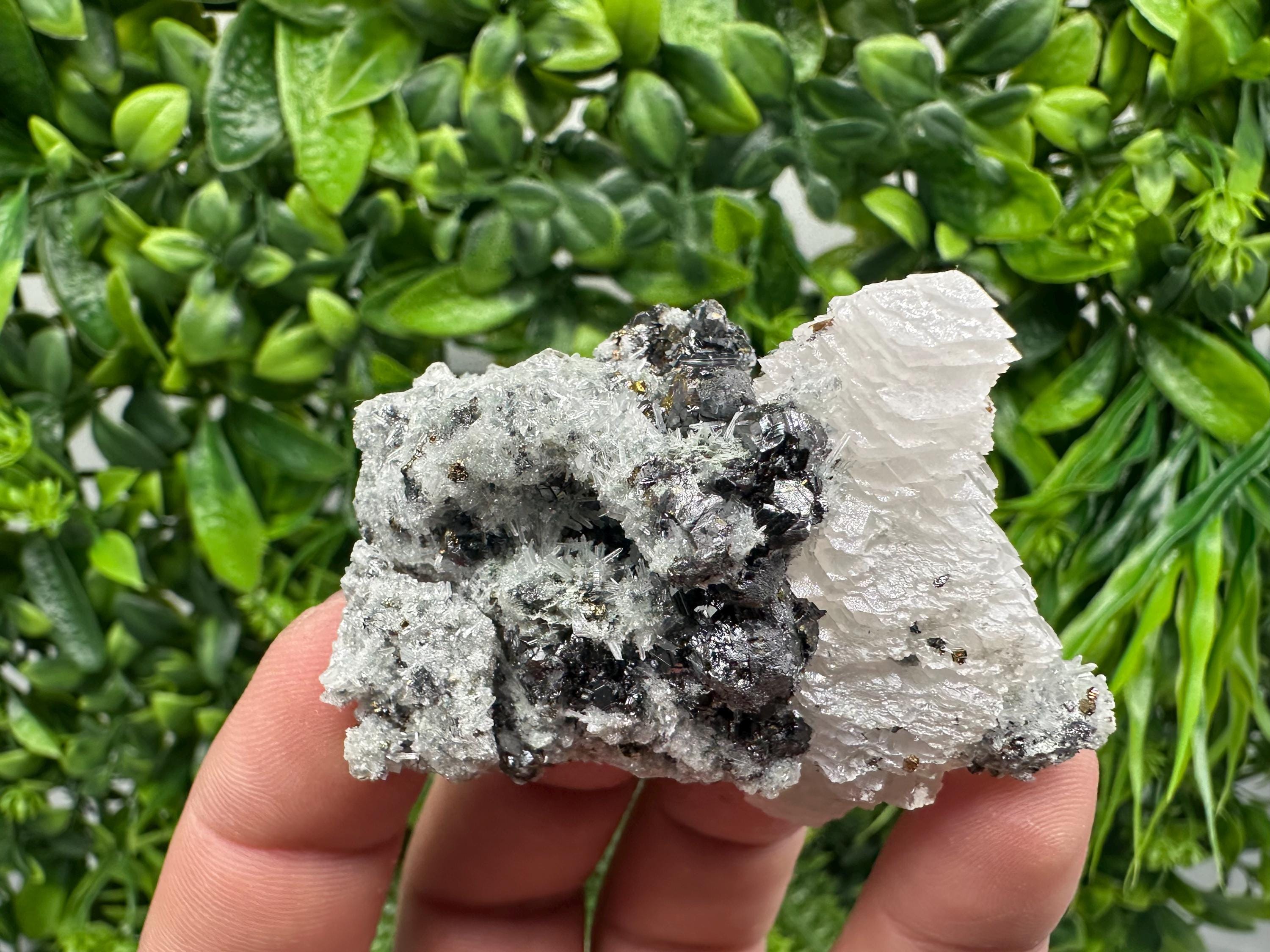 UV Calcite, Pyrite, Chlorite Mineral Specimen, Borieva Mine, Bulgaria