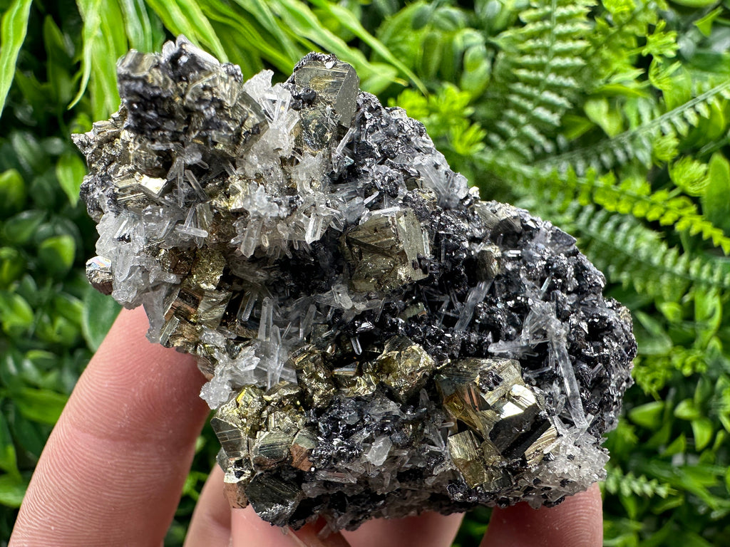 Rainbow Pyrite, Sphalerite and Quartz Mineral Specimen, Borieva Mine