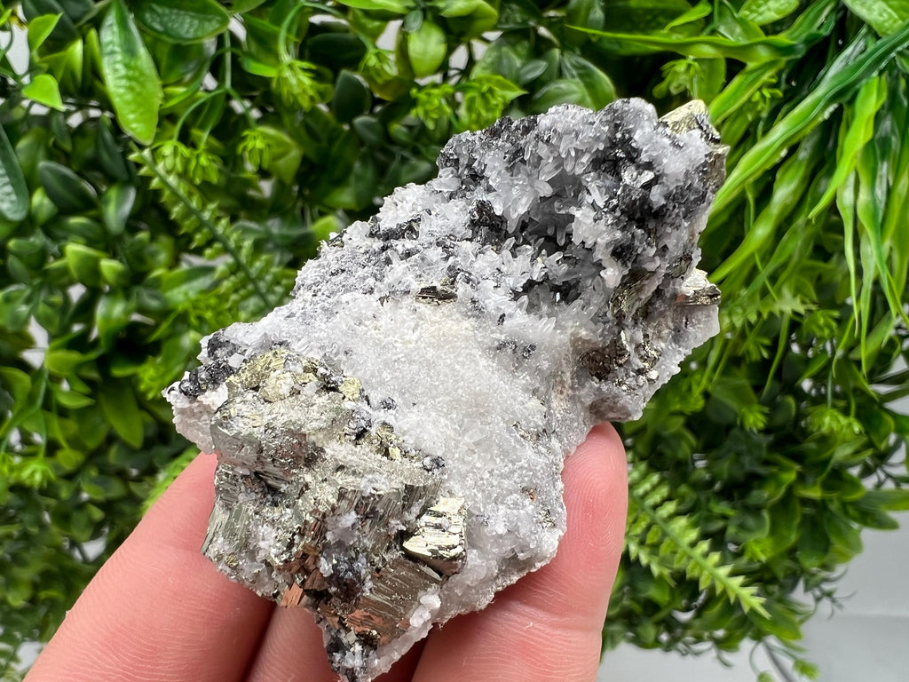 Pyrite on Quartz whit Sphalerite from Krushev dol mine,Madan,Bulgaria,natural,collectible mineral specimen,home decor stone,ear minerals,gif