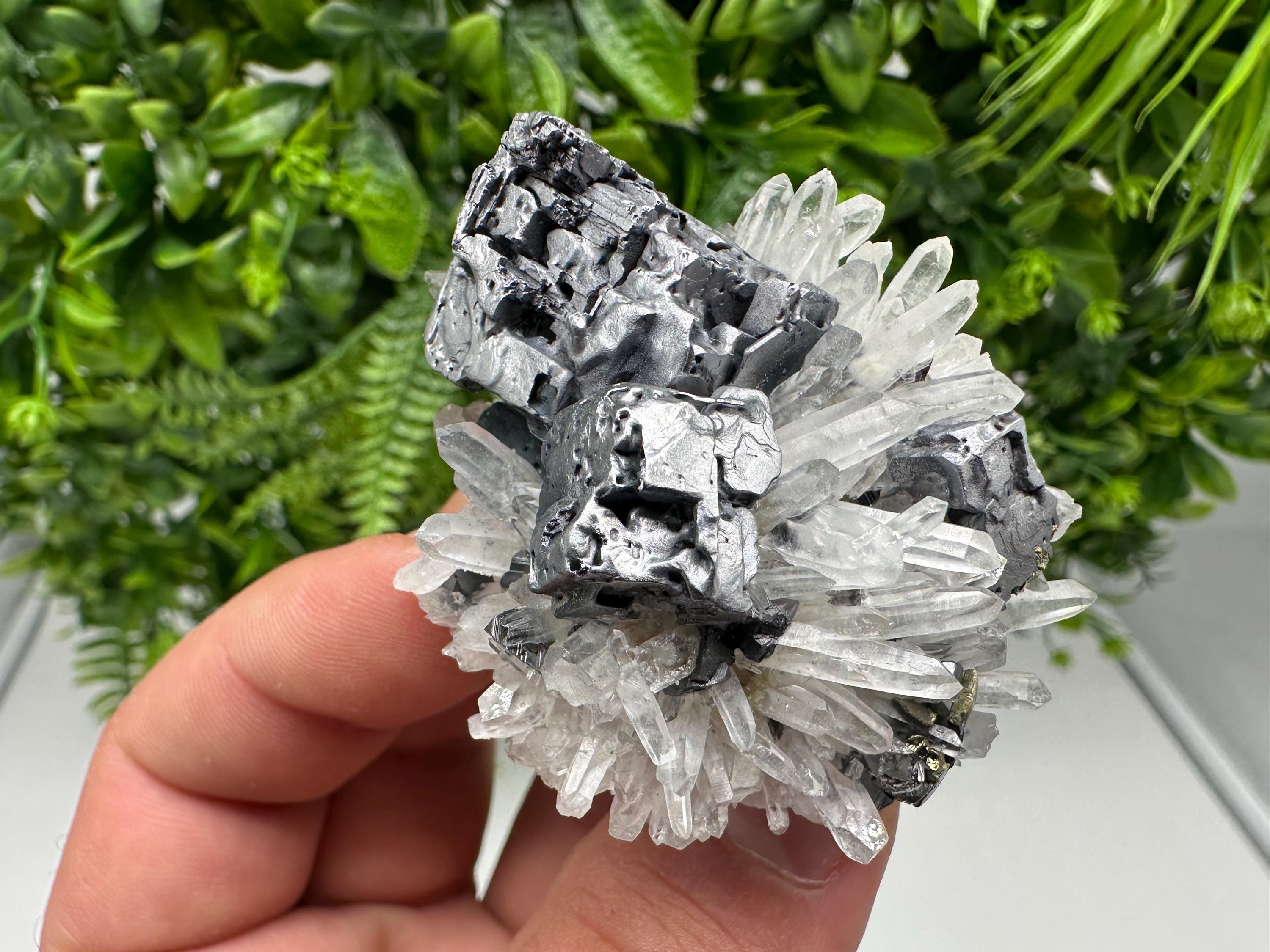 Aesthetic Natural shiny Galena whit Siderite and Quartz from 9 th September mine,Bulgaria,collection specimen,rare galena,Galena cluster