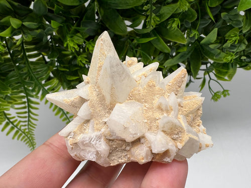 Calcite on Green Quartz: Djurcovo Mine, Bulgaria Healing Crystal