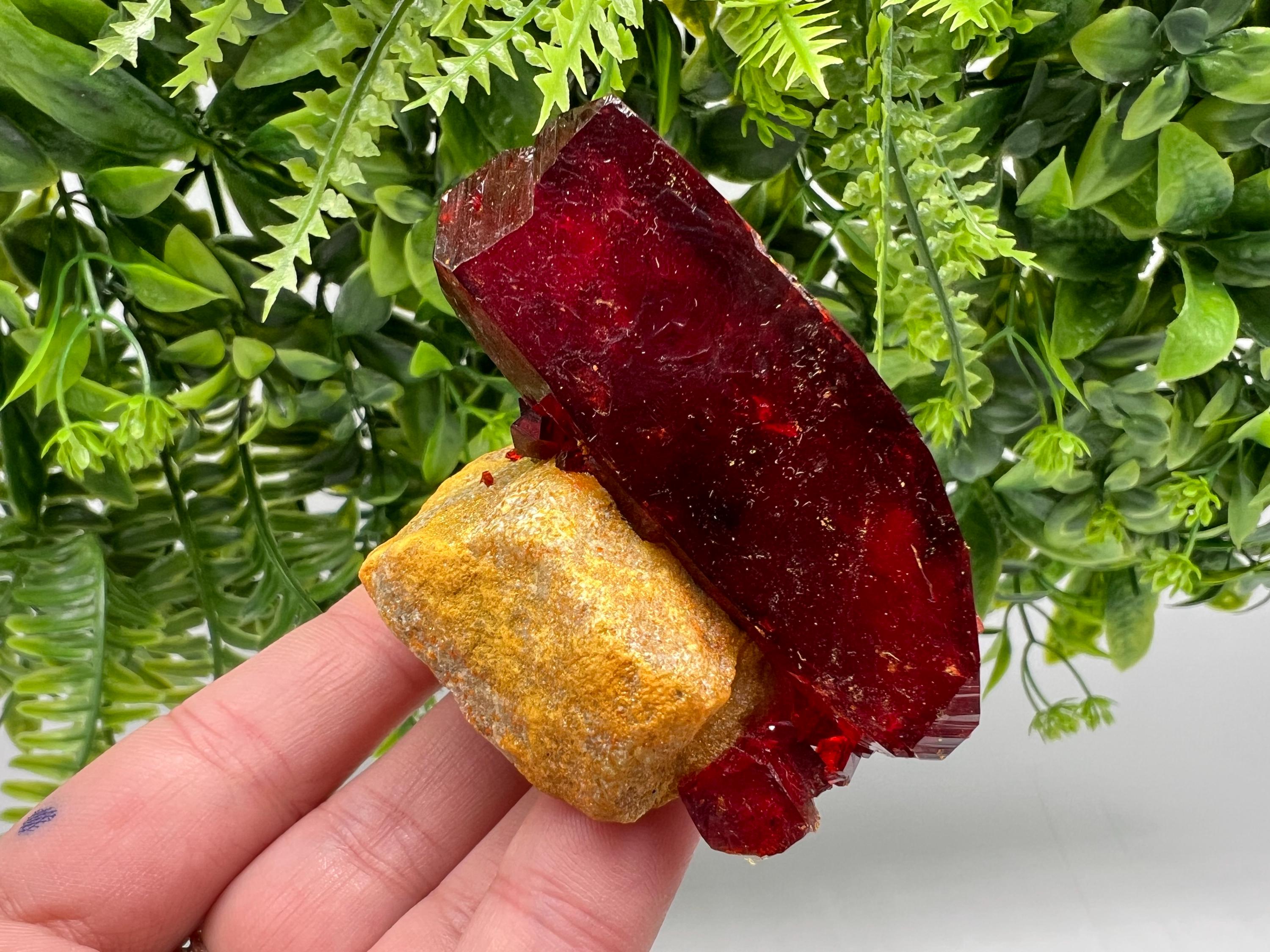 XXL Lab-Grown Ruby Pruskite Crystal on Matrix, Poland