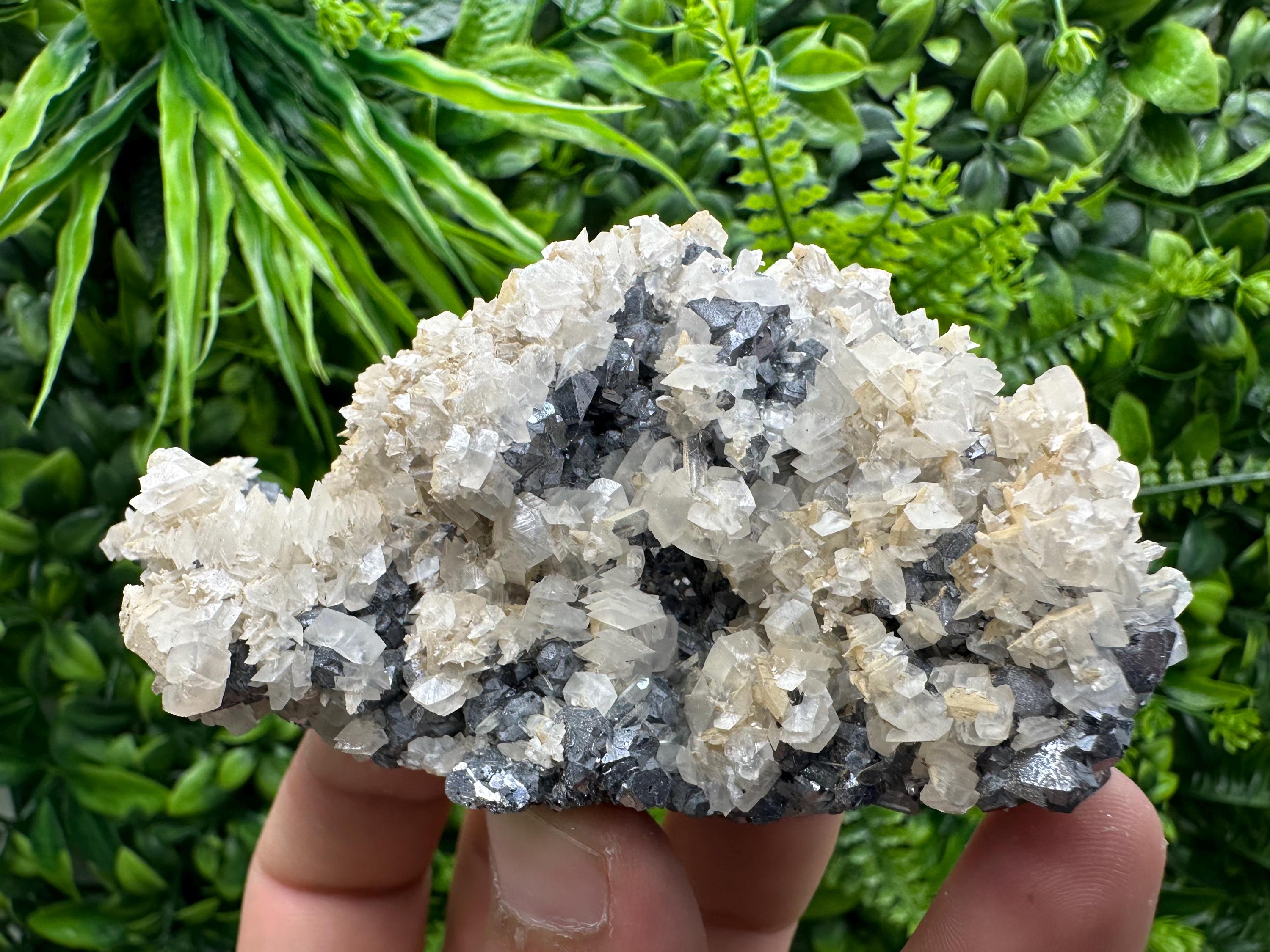 Galena Quartz Calcite Cluster, Bulgaria Mineral Specimen (10/6/4 cm)