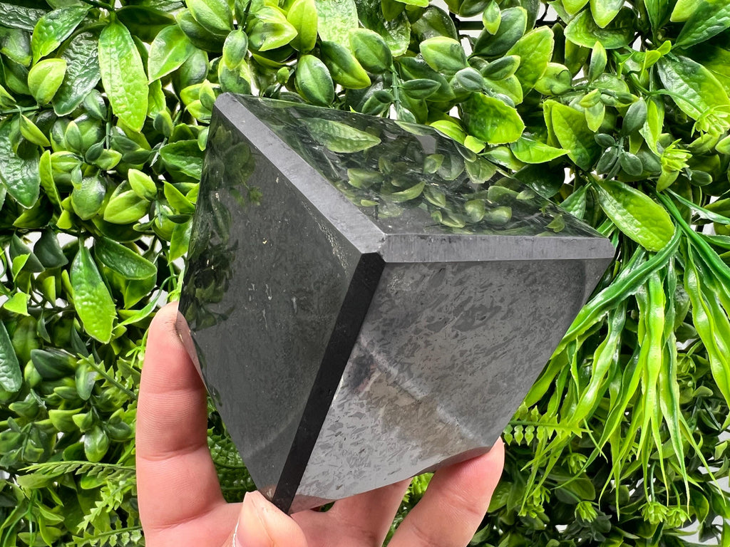 7cm Shungite Cube: Polished EMF Protection Crystal