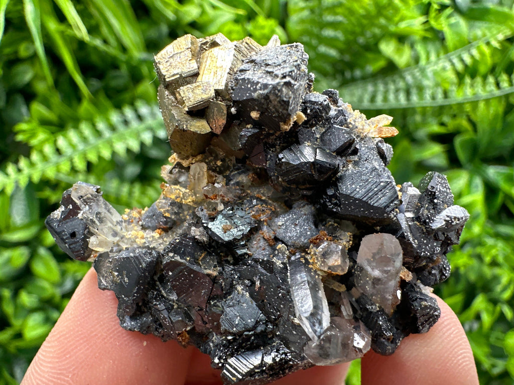 Rainbow Pyrite on Sphalerite with Quartz and Siderite, Collection Specimen