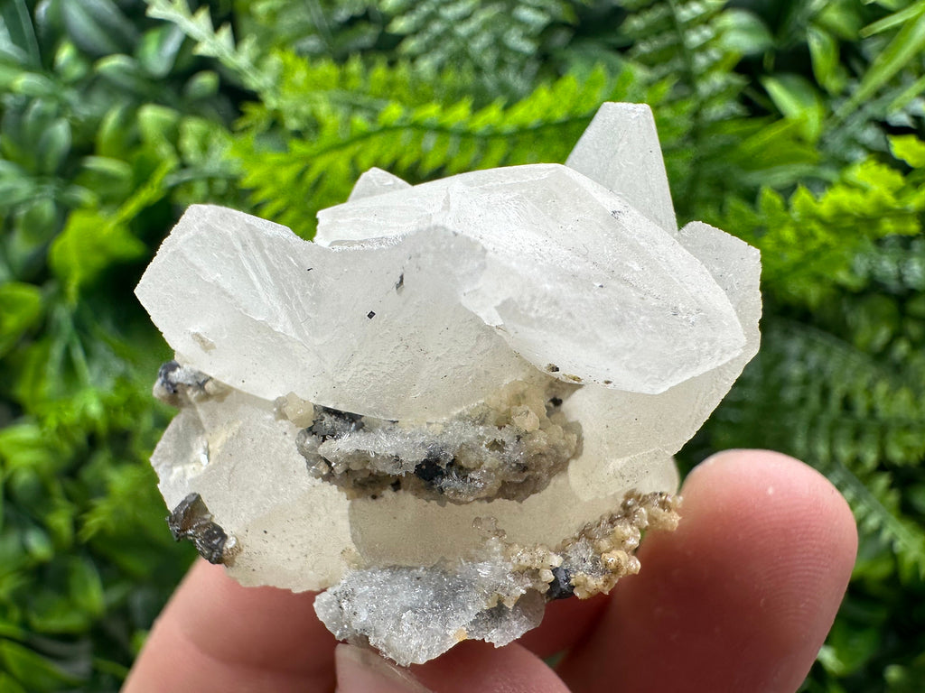 White Calcite on Matrix, Madan Bulgaria Mineral Specimen