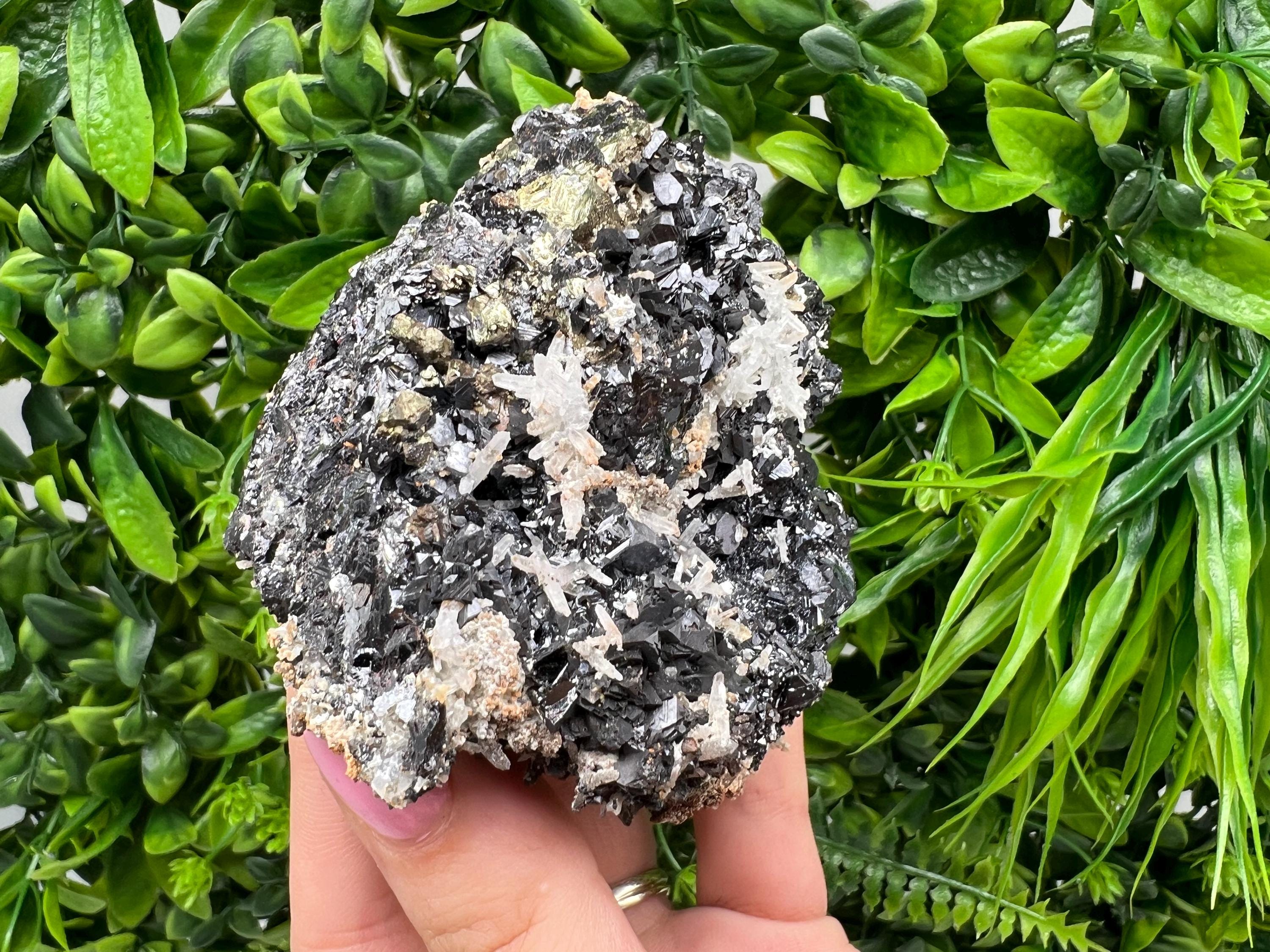 Black Sphalerite, Quartz, Galena Mineral Specimen: Madan Bulgaria Crystal