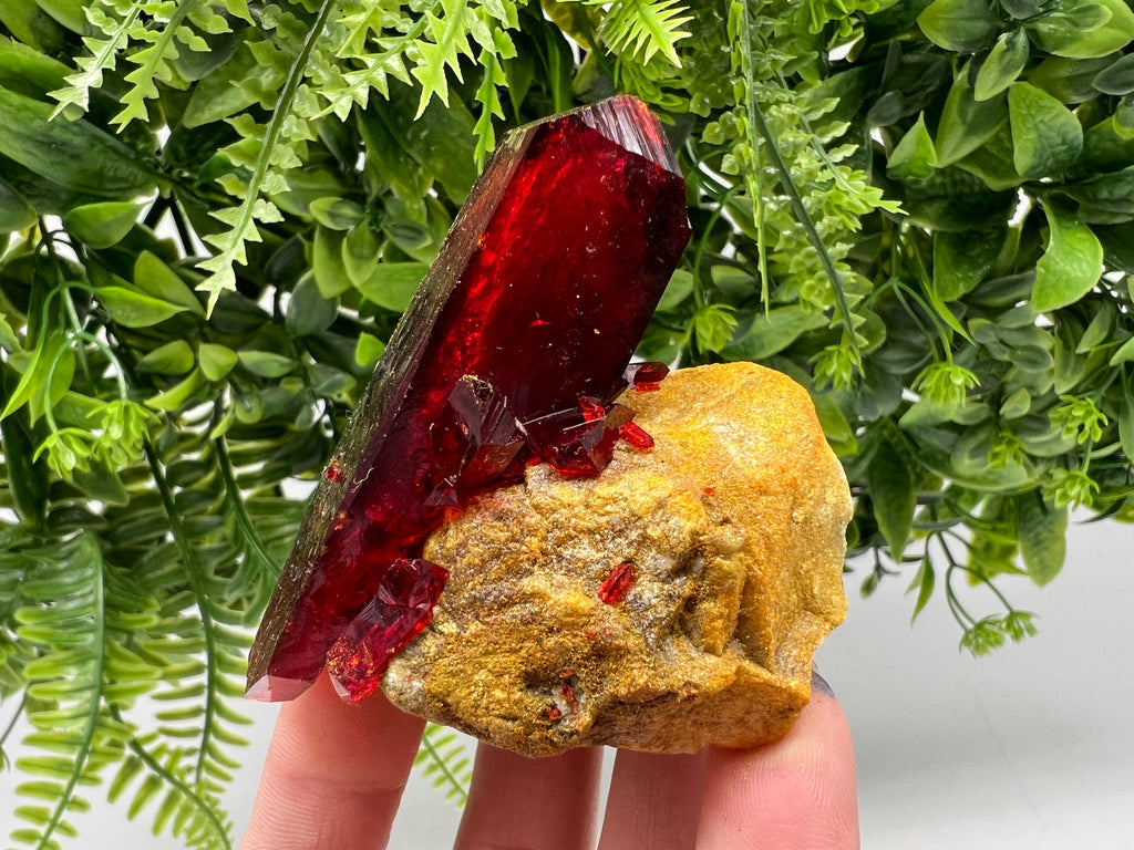XXL Lab-Grown Red Pruskite Crystal on Matrix