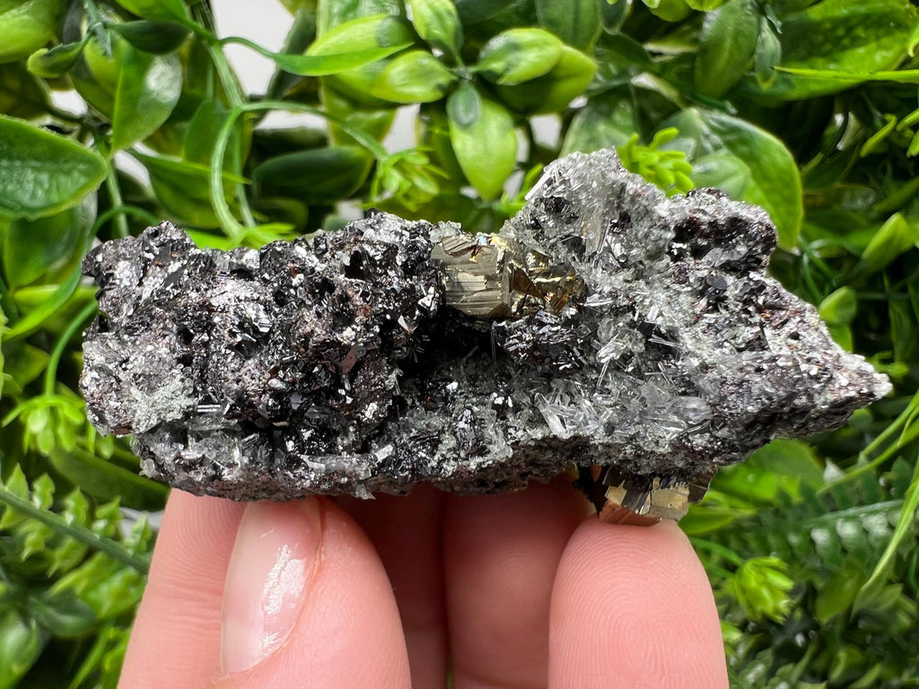 Pyrite on Green Quartz, Bulgaria Mineral Specimen, Home Decor Stone